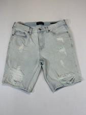 PacSun Skinny Denim Shorts Mens Light Wash Distressed Ripped Jean Shorts 32
