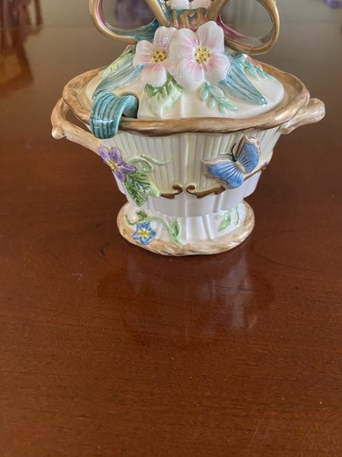 Vintage Fitz & Floyd Woodland Springs Covered Sugar Bowl With Spoon 5.5” - Picture 7 of 22