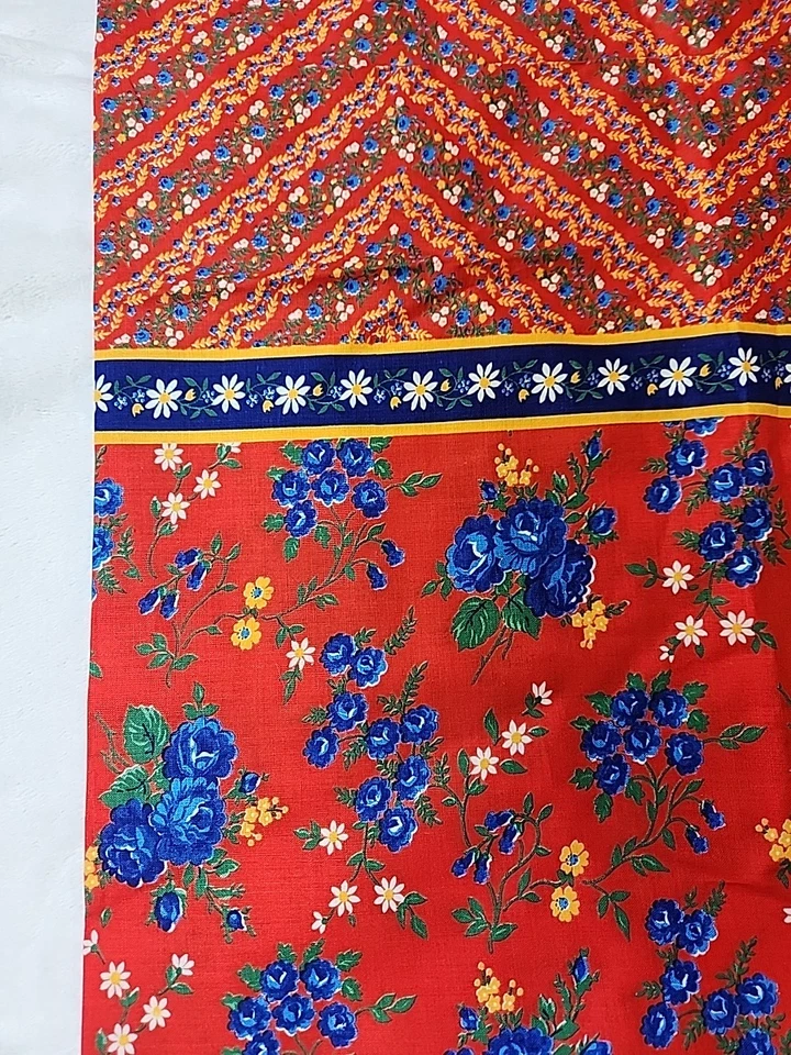 VTG Ditsy Floral CALICO Red Floral Cottagecore "Like" Cranston 1.6Y 70s 80s - Image 2 of 4