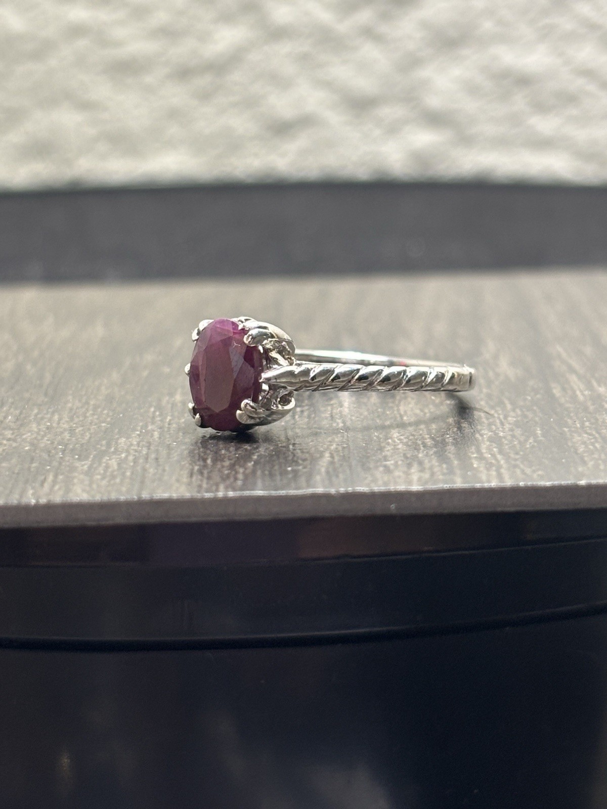 Sterling Silver Genuine Ruby Solitaire Ring Size … - image 3