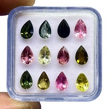 VVS 12 Pcs Natural Mozambique Tourmaline 6x4mm Pear Cut Loose Gemstones Lot