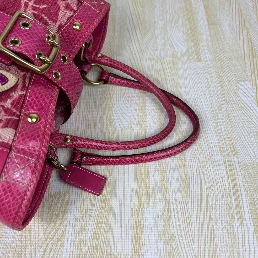 COACH Legacy Butterfly Pink Signature Tote Bag Turnlock Y2K