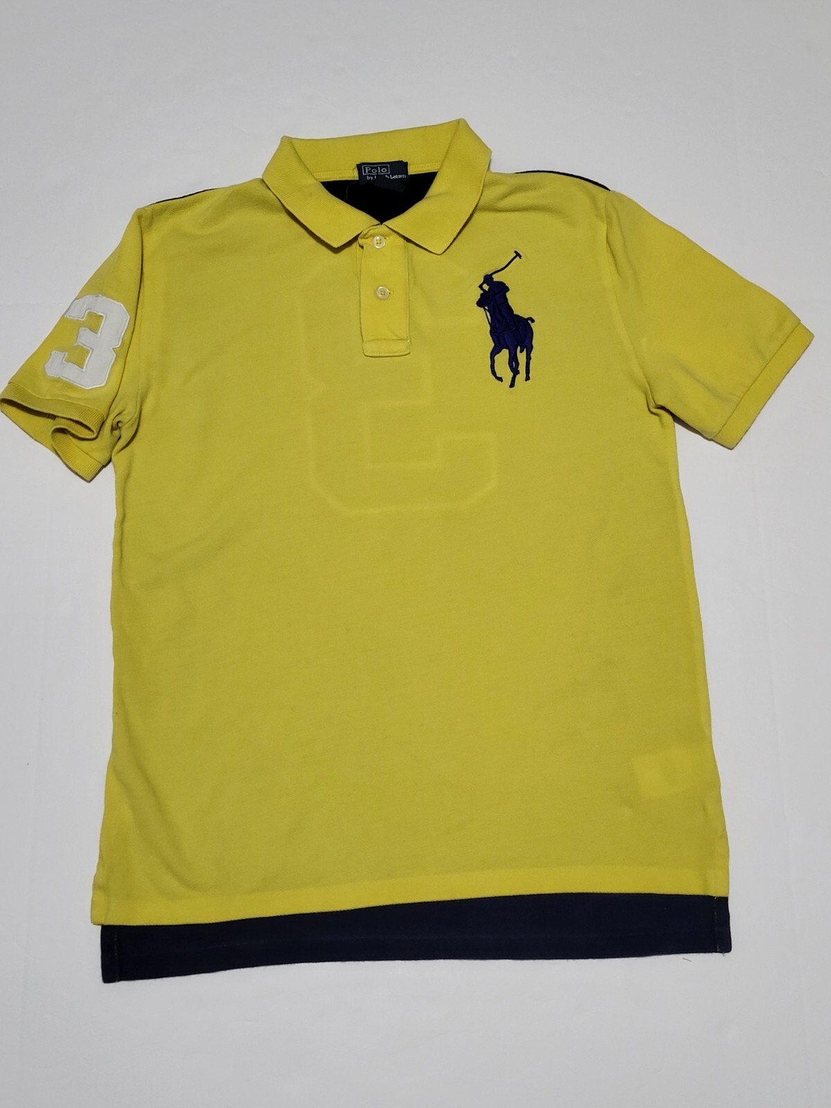 (#3) Polo By Ralph Lauren Camicia Gioventù Grande 14 16 Giallo Blu Big Pony