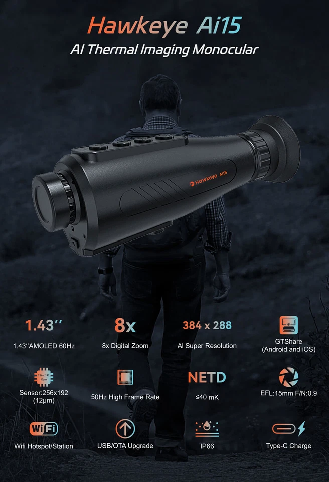 GTMEDIA AI15 Thermal Imager Ai384 x 288 Thermal Imaging Monocular Hunting Camera - Image 2 of 4