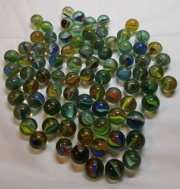 Lot Of 75 Cat Eye Marbles Standard Mixed Modern All Colors