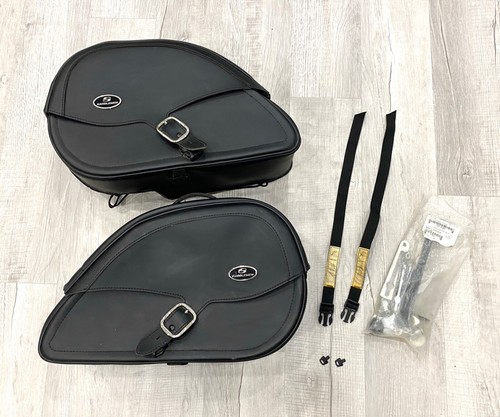 Saddlemen Drifter Hard Black Leather Teardrop Saddlebags 00-17 Harley Softail