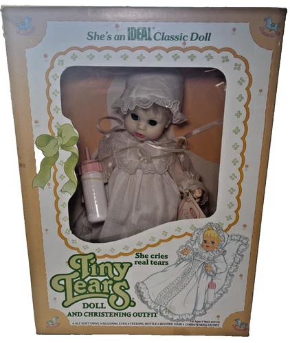 Ideal Tiny Tears Classic Doll New In Box VTG Soft Vinyl Rooted Hair Cries Real