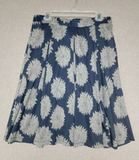 LULAROE Womans LARGE Navy/Gray Floral Jacquard A-line Full Pleated Skirt Pockets