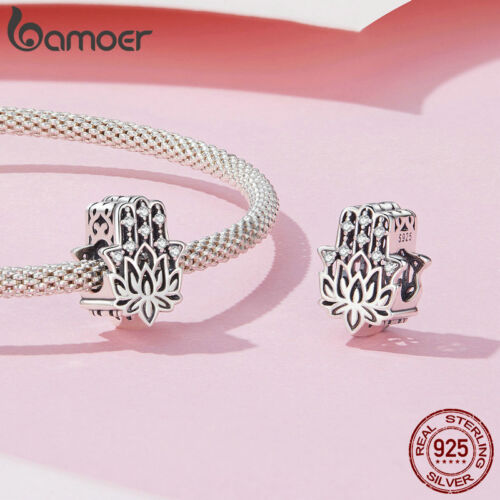 Bamoer Frauen Mode 925 Sterling Silber Hand von Fatima CZ Bead Charm Fit Armband - Bild 4 von 13