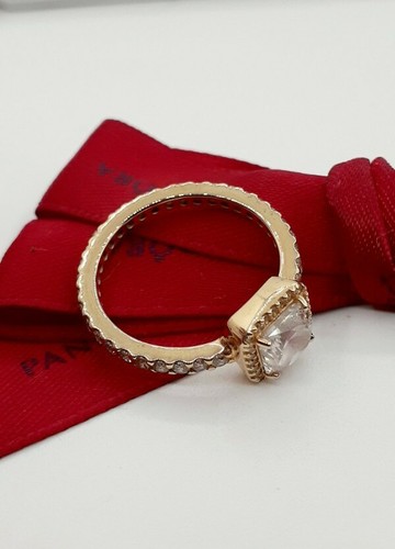 As New Genuine Pandora 14ct Gold halo Ring #150188CZ size 50 rrp$499 ... - Picture 2 of 6