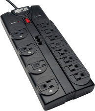 12 Outlet Surge Protector Power Strip, 8Ft Cord, Right-Angle Plug, Tel/Modem Pro