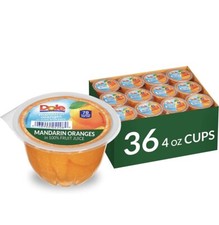 Dole Fruit Bowls Mandarin Oranges in 100 Juice, Gluten Free 36 x 4oz Cups