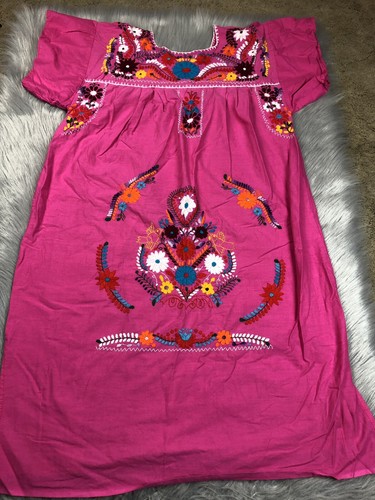 Womens Mexican Embroidered Pink Multicolored Flora