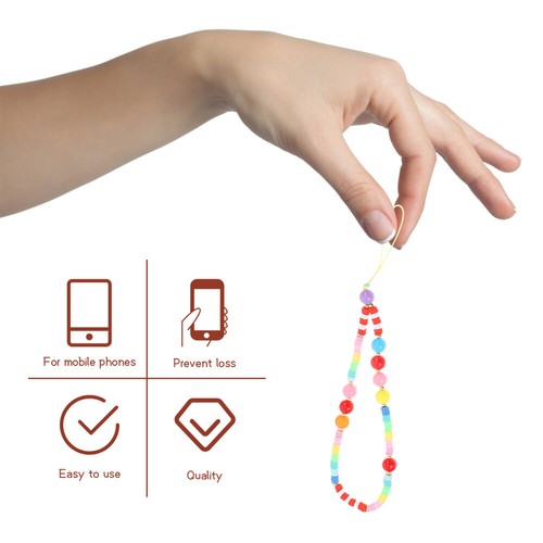 6 Pcs Handy Kette Anhänger Seil Telefonketten Mit Farbigen Perlen - Zdjęcie 7 z 12