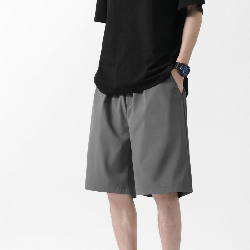 Solid Color Summer Ice Silk Shorts Men's Thin Sports Casual Five Point Pants