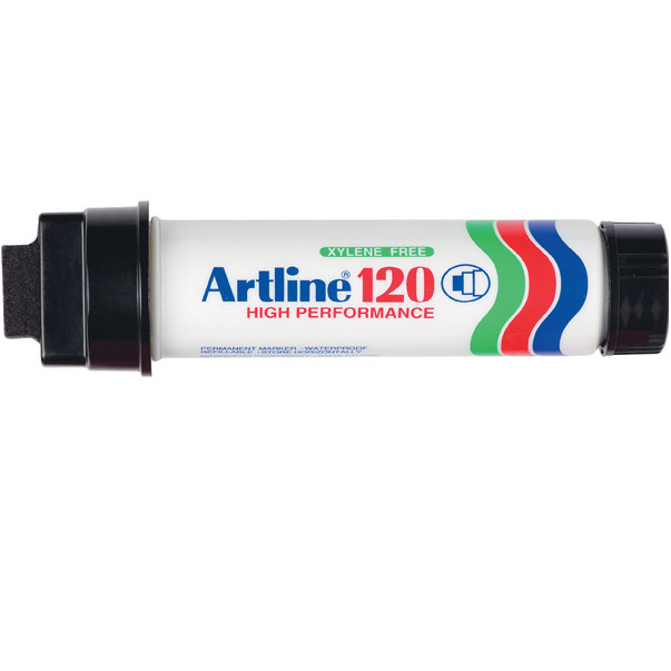 NEW IN BOX 6x Artline 120 Permanent Markers Thick 20mm Chisel NIB BLACK 112001 