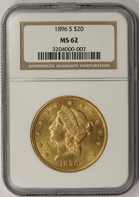 1896-S Liberty Head Double Eagle Gold $20 MS 62 NGC | eBay