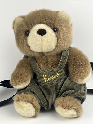 Vintage Harrods Knightsbridge Teddybär - Grüne Cord Latzhose - 80er/ 90er Jahre