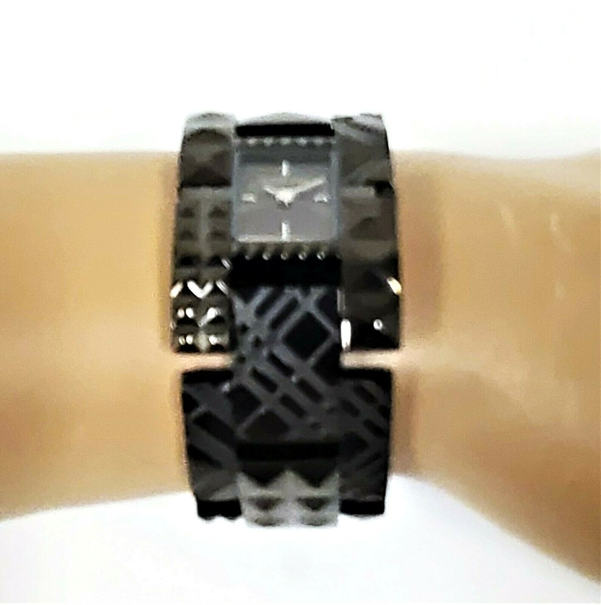 Burberry Stainless Steel Plaid-Engraved Rectangular Bracelet Watch Burberry Stainless Steel Band Rectangle Wristwatches for  main image 4