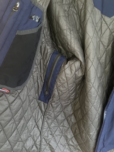 Mens REI Elements Blue Hooded Primaloft Quilt Insulated Vented Rain Jacket L - Picture 11 of 21