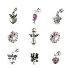 Set of 9 Angel Charms  Beads Includes Guardian Angel and Angel Wing