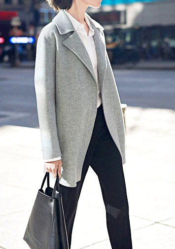 Celine box bag - grey coat - fashion outfit - minimal