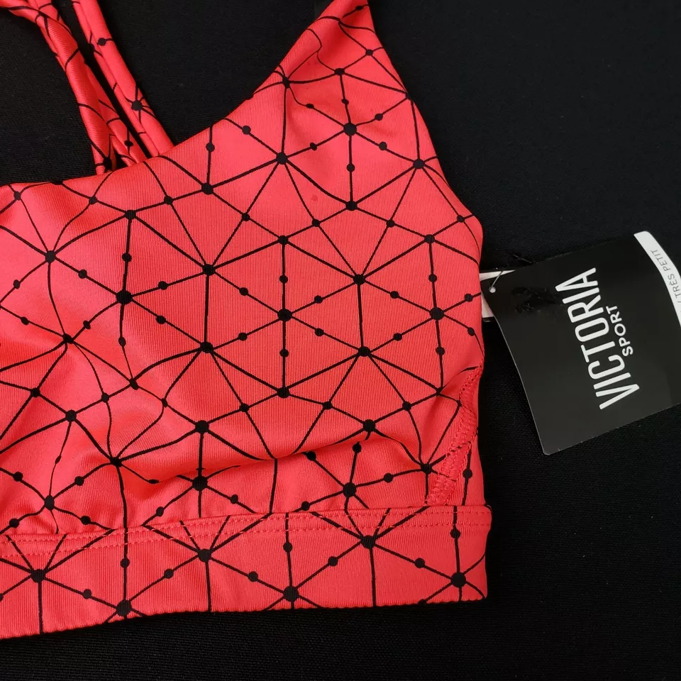 Nuevo con etiquetas Sujetador Victoria's Secret Rojo Patrón de Telaraña Logo VSX Espalda Corredora XS Foto 2 de 4