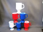 Set 6 Federal Vintage Red White Blue Footed Mugs Cups Americana Patriotic Flag