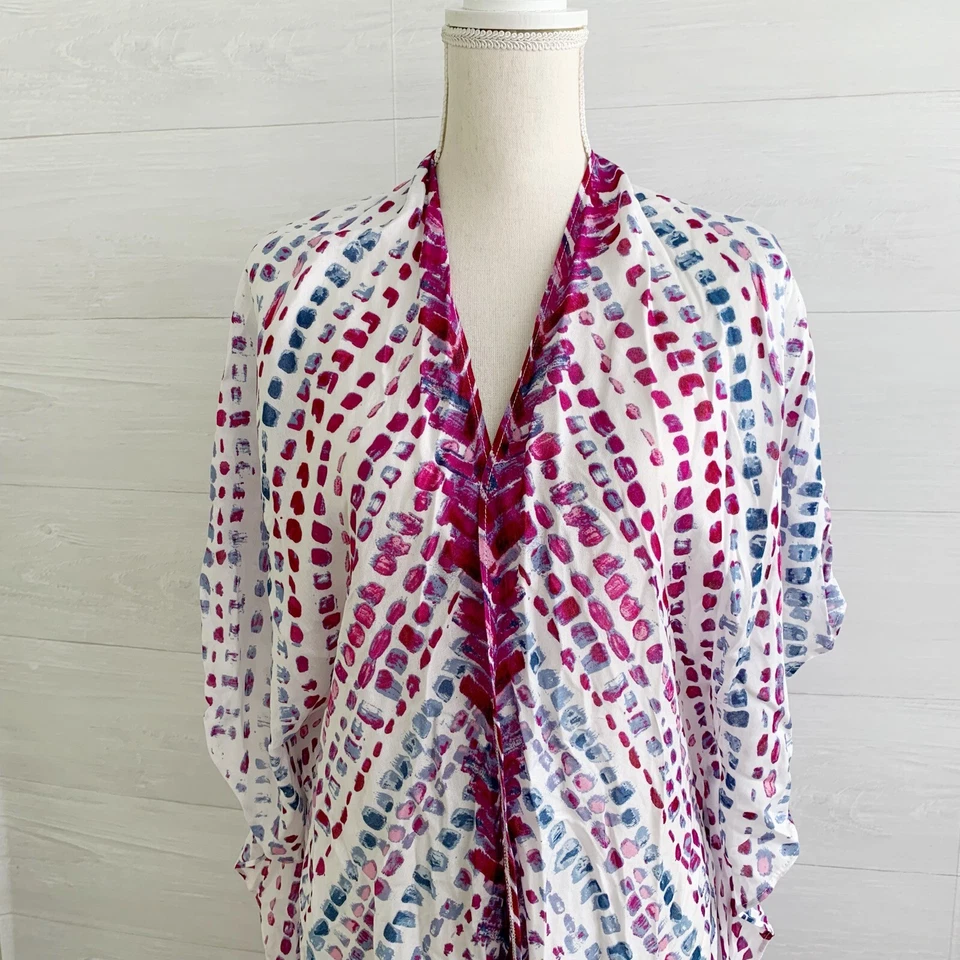 Nordstrom - синий и бордовый легкий кисточки ruana shrug OS 36 «x 36» - Изображение 2 из 4