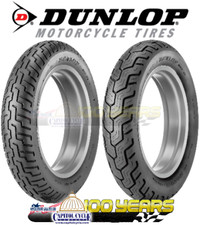 Dunlop D404 Front And Rear Tire Set 10090-19 And 13090-16 Blackwall - 2 Tires
