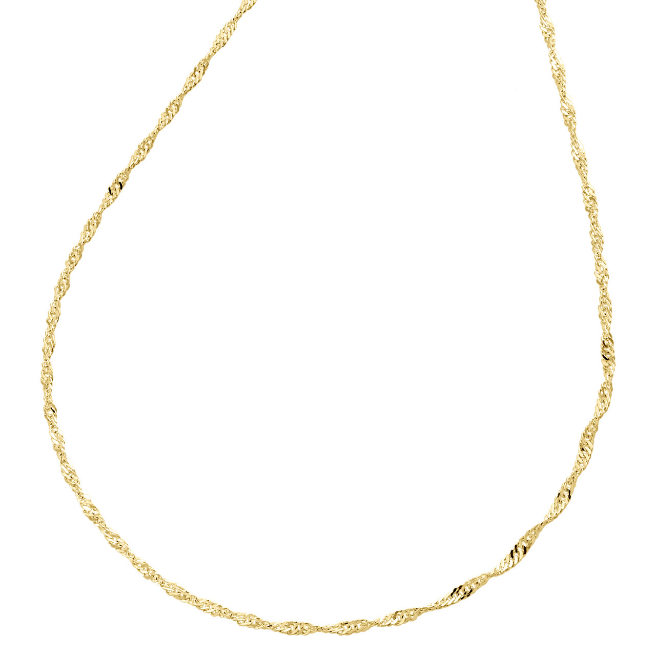 Real 10K Yellow Gold 0.80mm Singapore Link Chain Spring Ring Necklace ...