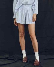 The Great The Boxer Striped Printed Shorts High Waisted Cotton Pull-on L 270143