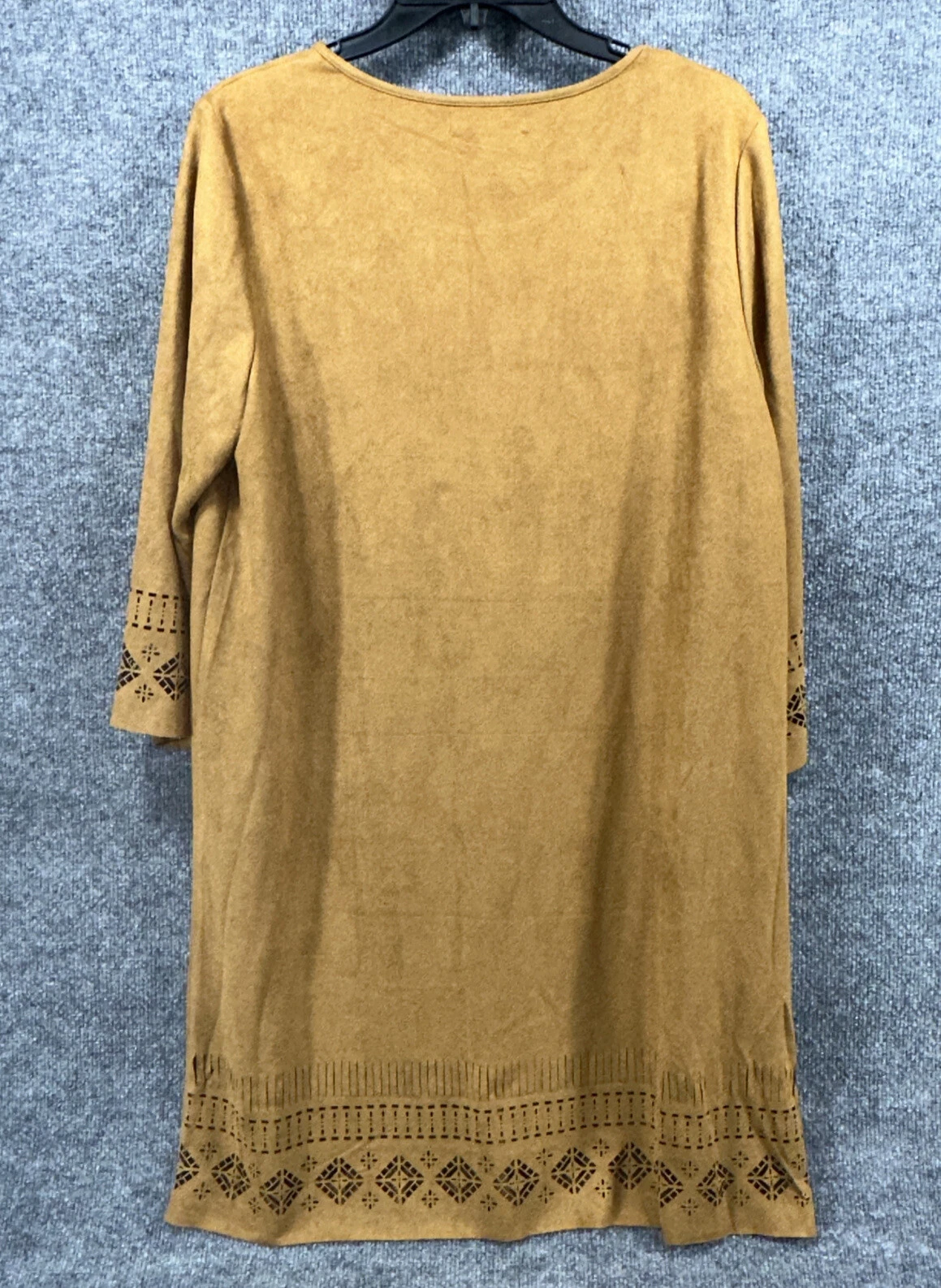 VETEMENTS Abito donna She+Sky taglia L marrone scamosciato maniche 3 4 midi casual taglio boho