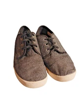 Toms Women's Sneakers Black Canvas Shoes Wear With Or Without Strings Size 10