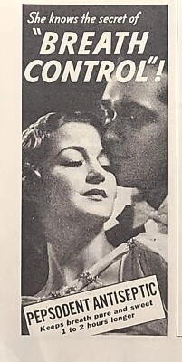 Pepsodent Antiseptic Sweet Pure Breath Conteol Vintage Print Ad 1936