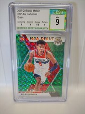 🏀Green Prizm 2019-20 Rui Hachimura Panini Mosaic CSG 9 NBA Debut #275 Graded MT