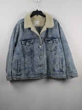 Celebrity Pink Sherpa Lined Denim Jacket Womens Size L (11-13)