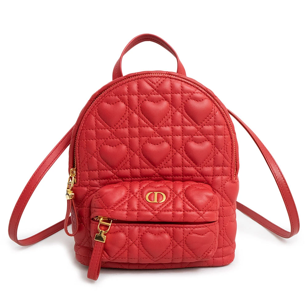 Christian Dior Sac à Dos Cannage Motif Co Voies Peau d'Agneau, Rouge Épicé M9222UNGH
