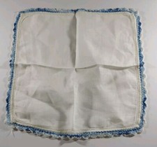 Pillow Sham White Linen Embroidered and Scalloped Edges