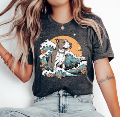 Summer Pitbull Shirt Pitbull Mom Shirt Dog Mama Shirt Beach Vibes Tee Wave Shirt