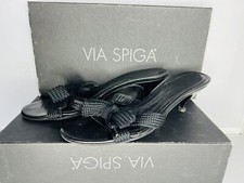 via spiga v-tasha black lacci heel sandal womens size 7 Made In Italy