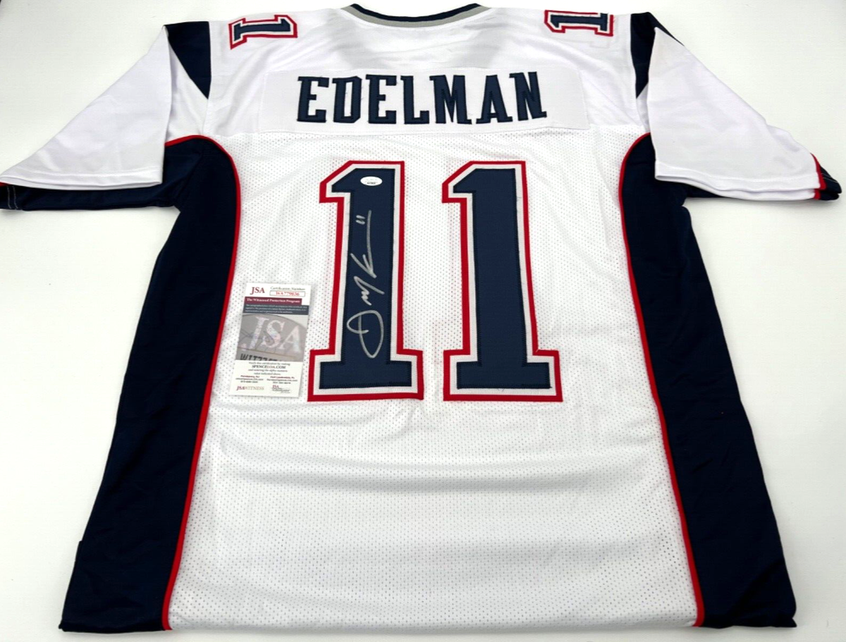 JULIAN EDELMAN NEW ENGLAND PATRIOTS SIGNED WHITE CUSTOM JERSEY JSA WITNESS  COA
