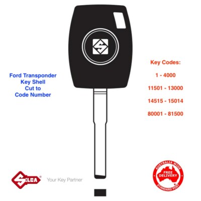 Suits Ford Transponder Car Key Shell -Key Supplied Cut To Your Lock ...