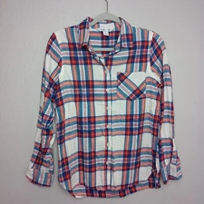 Old Navy Women's Long Sleeve Button Down Classic Flannel Shirt Multiple Color S