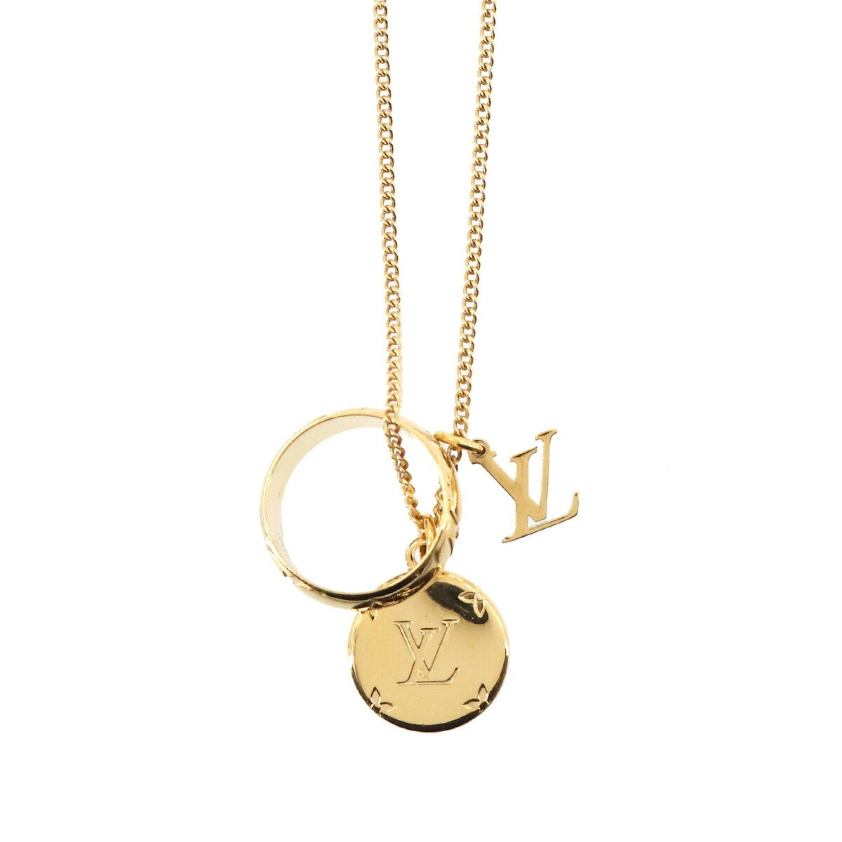 Louis Vuitton Gold Monogram Charm Necklace