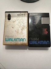 2 Vintage Sony Walkman FM/AM SRF-21W  SRF 22W Portable Radio for repair/parts