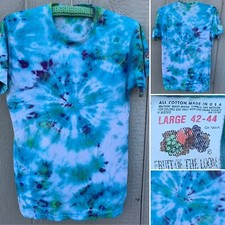 vintage tie dye t shirt single stitch all cotton made in USA Fruit of the Loom L