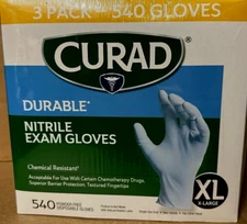 Curad Durable Nitrile Exam Gloves, Extra Large, 540 ct.