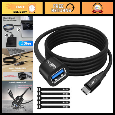 15FT USB C to USB Female Cable, Type-C OTG Adapter, 5Gbps Data Transfer, Compati