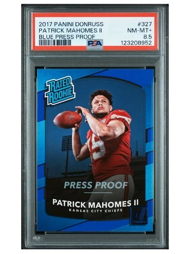 2017 Panini Donruss - Patrick Mahomes #327 Press Proof Blue PSA 8.5 RARE POP 16